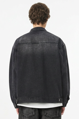 Men's Retro Multi-Pocket Workwear Washed Denim Jacket