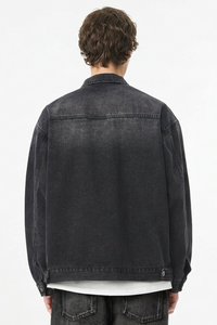 Men's Retro Multi-Pocket Workwear Washed Denim Jacket