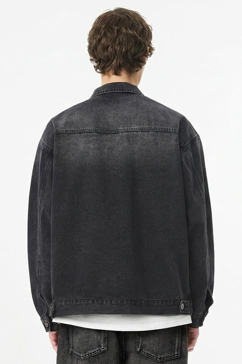 Men's Retro Multi-Pocket Workwear Washed Denim Jacket