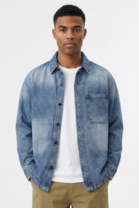 Men's Relaxed Fit Classic Loungewear Denim Shirt Jacket
