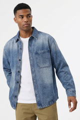 Men's Relaxed Fit Classic Loungewear Denim Shirt Jacket