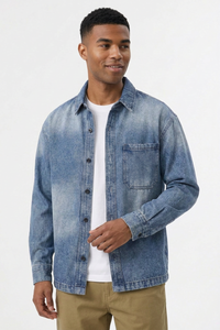 Men's Relaxed Fit Classic Loungewear Denim Shirt Jacket