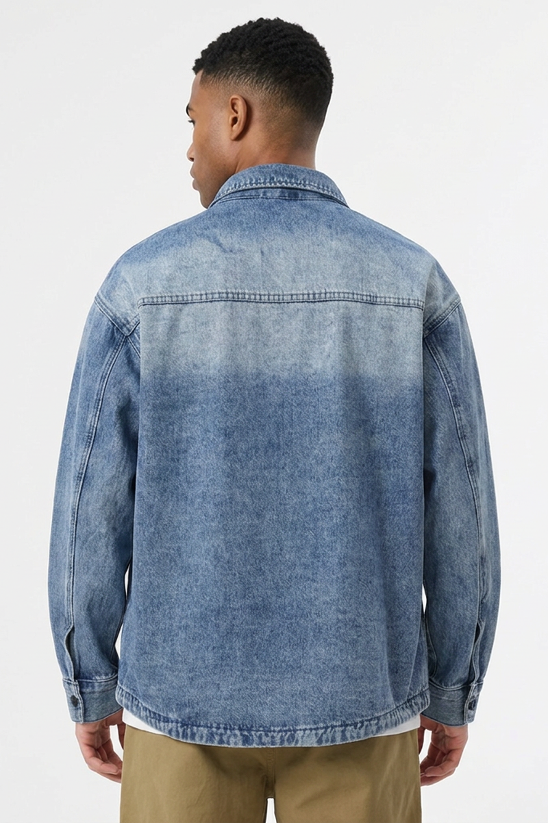 Men's Relaxed Fit Classic Loungewear Denim Shirt Jacket