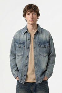Men's Retro Washed Classic Loungewear Denim Shirt Jacket
