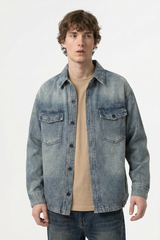 Men's Retro Washed Classic Loungewear Denim Shirt Jacket