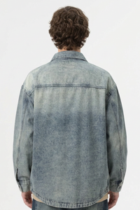 Men's Retro Washed Classic Loungewear Denim Shirt Jacket