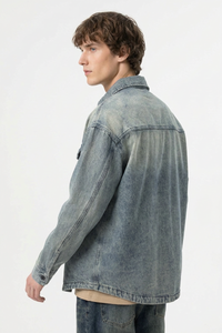 Men's Retro Washed Classic Loungewear Denim Shirt Jacket
