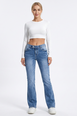 Women's Light Blue High-Waisted Slim-Fit Bootcut Jeans