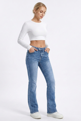 Women's Light Blue High-Waisted Slim-Fit Bootcut Jeans