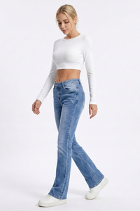 Women's Light Blue High-Waisted Slim-Fit Bootcut Jeans