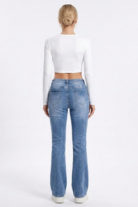 Women's Light Blue High-Waisted Slim-Fit Bootcut Jeans