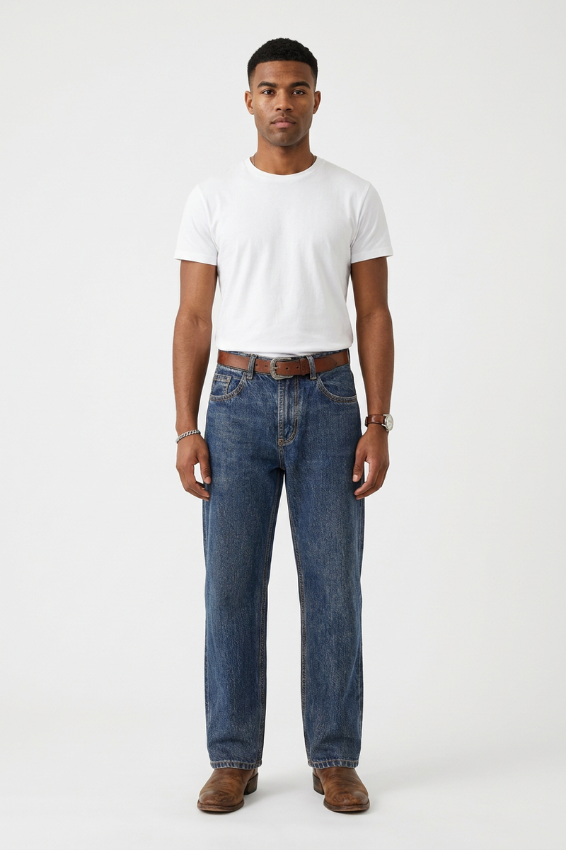 Men's Spring Sapphire Blue Clean Look Casual Fit Denim Jeans