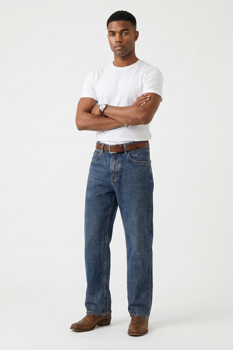 Men's Spring Sapphire Blue Clean Look Casual Fit Denim Jeans
