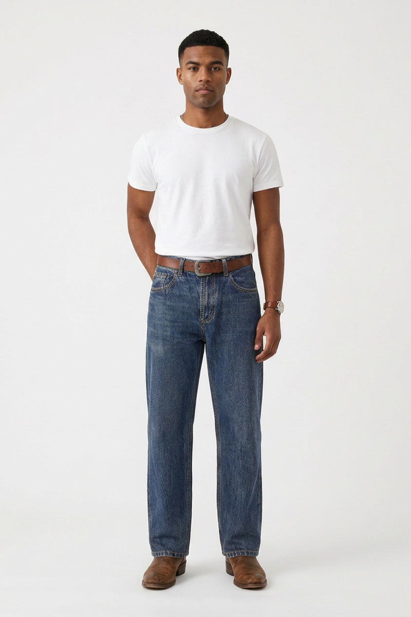 Men's Spring Sapphire Blue Clean Look Casual Fit Denim Jeans