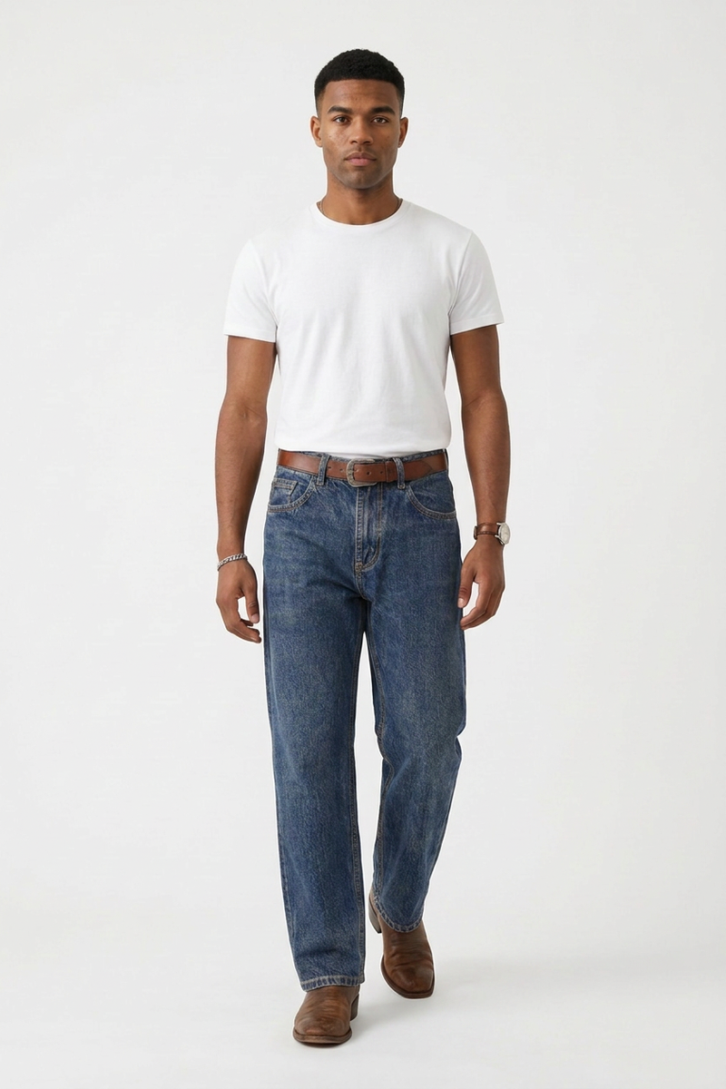 Men's Spring Sapphire Blue Clean Look Casual Fit Denim Jeans