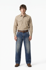 Men's Autumn Star Blue Five Pocket Casual Straight Leg Jeans