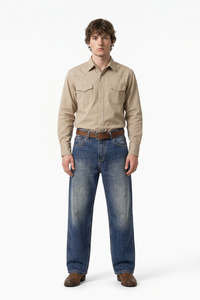 Men's Autumn Star Blue Five Pocket Casual Straight Leg Jeans