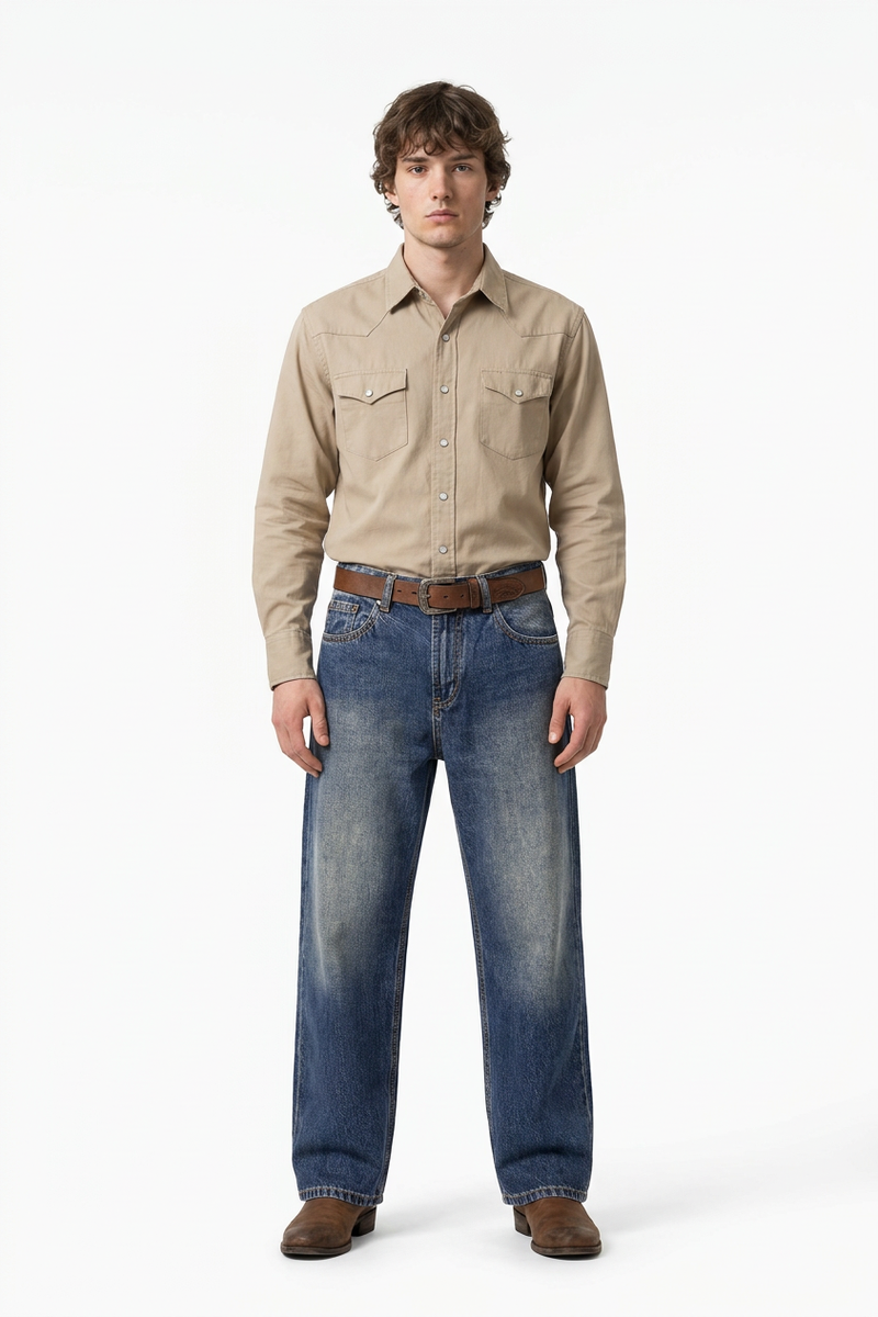 Men's Autumn Star Blue Five Pocket Casual Straight Leg Jeans