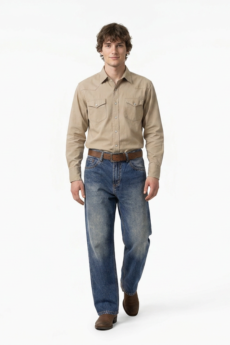 Men's Autumn Star Blue Five Pocket Casual Straight Leg Jeans