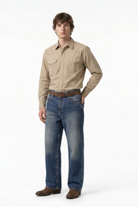 Men's Autumn Star Blue Five Pocket Casual Straight Leg Jeans