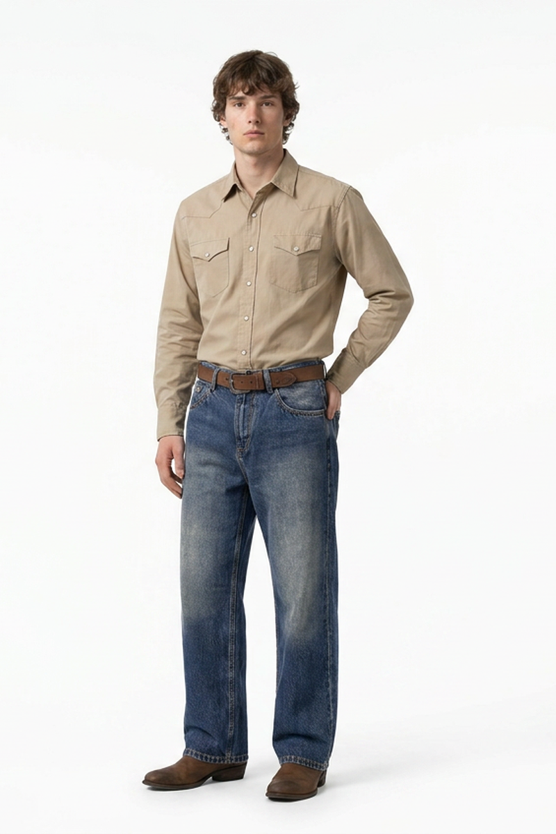 Men's Autumn Star Blue Five Pocket Casual Straight Leg Jeans