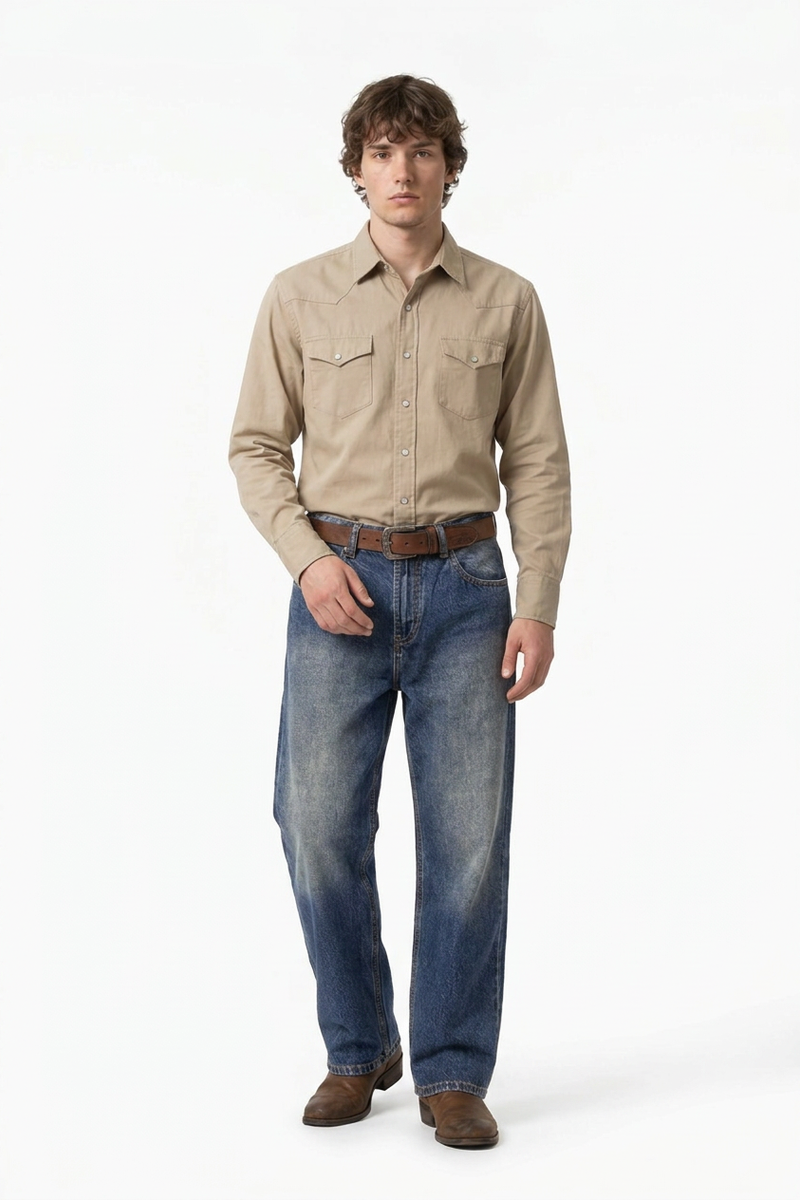 Men's Autumn Star Blue Five Pocket Casual Straight Leg Jeans