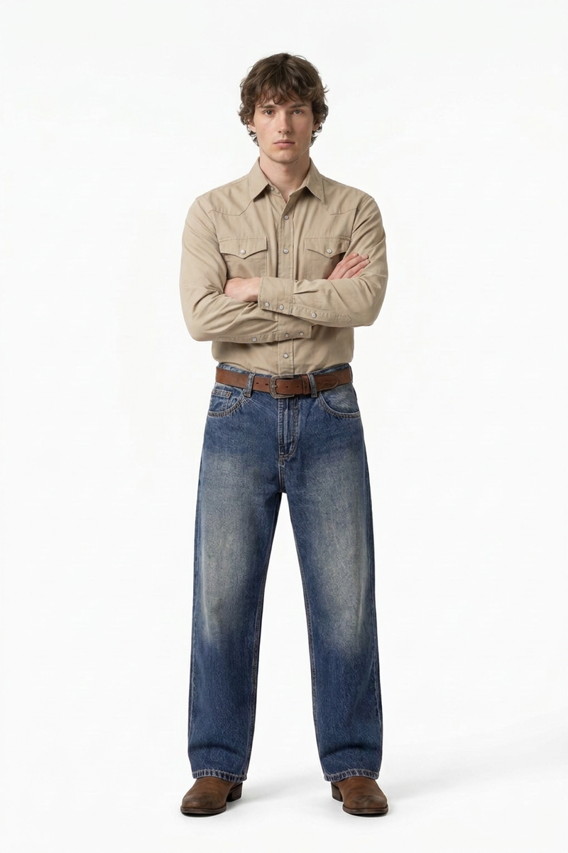 Men's Autumn Star Blue Five Pocket Casual Straight Leg Jeans