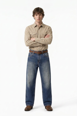 Men's Autumn Star Blue Five Pocket Casual Straight Leg Jeans