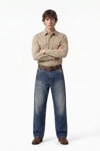 Men's Autumn Star Blue Five Pocket Casual Straight Leg Jeans
