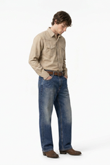 Men's Autumn Star Blue Five Pocket Casual Straight Leg Jeans