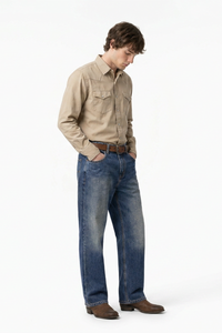 Men's Autumn Star Blue Five Pocket Casual Straight Leg Jeans