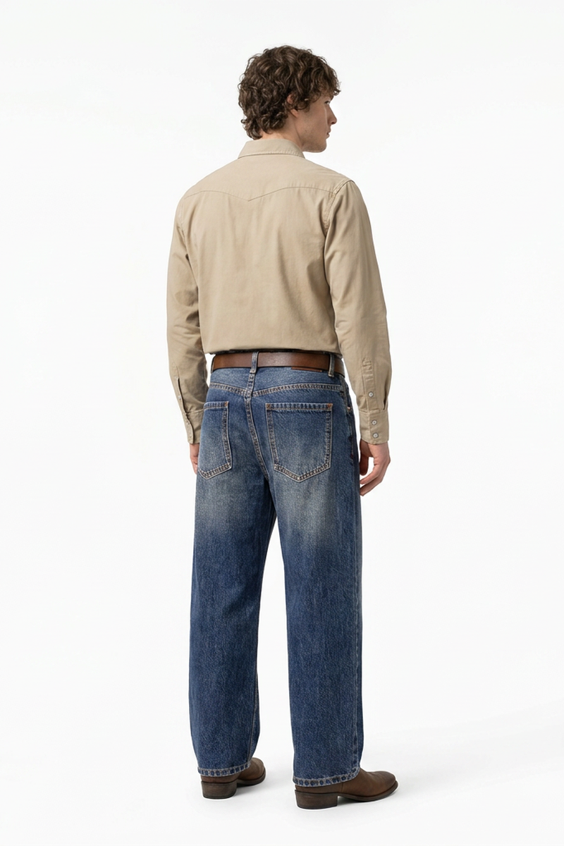 Men's Autumn Star Blue Five Pocket Casual Straight Leg Jeans