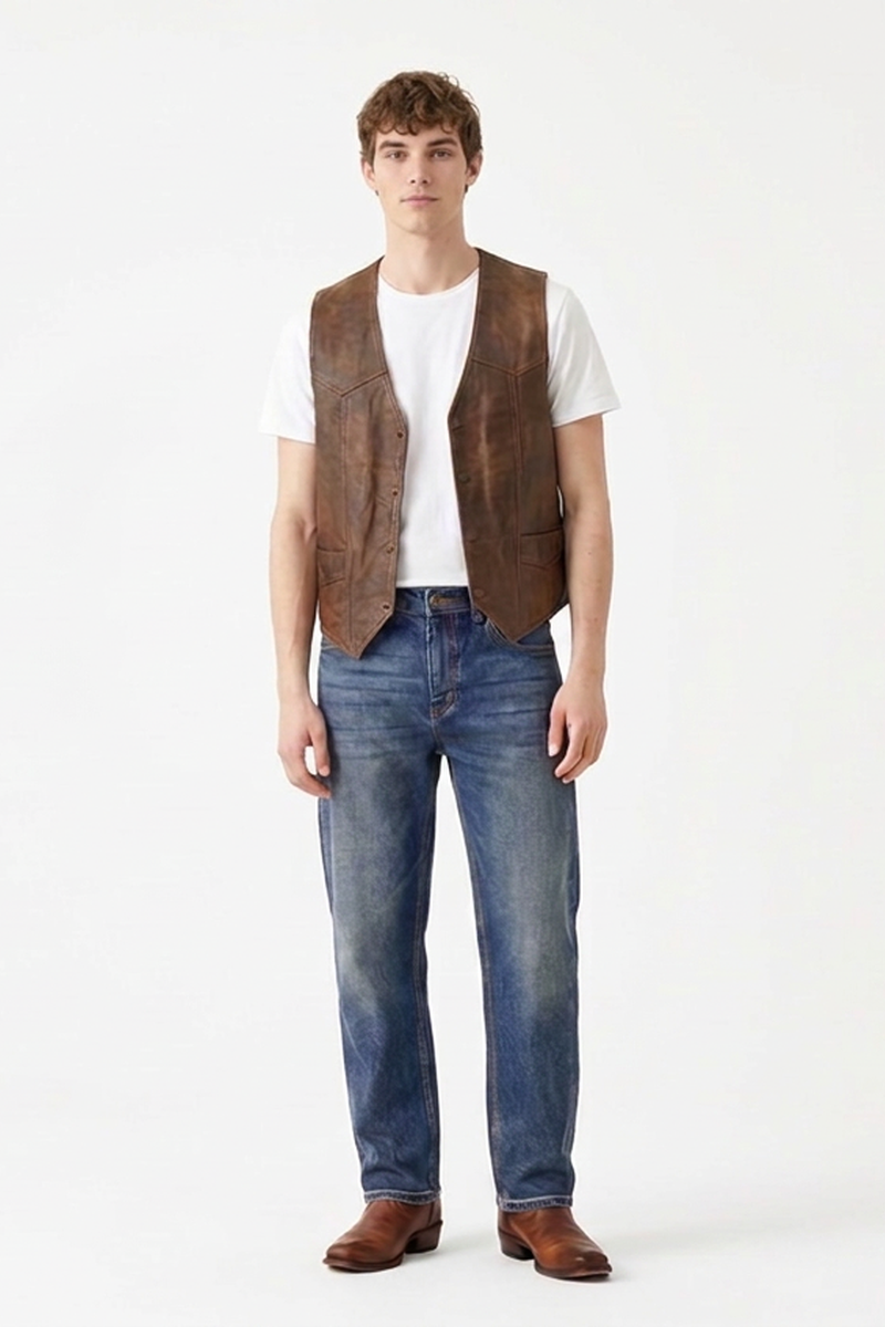 Men's Vintage Washed Stretch Tapered Denim