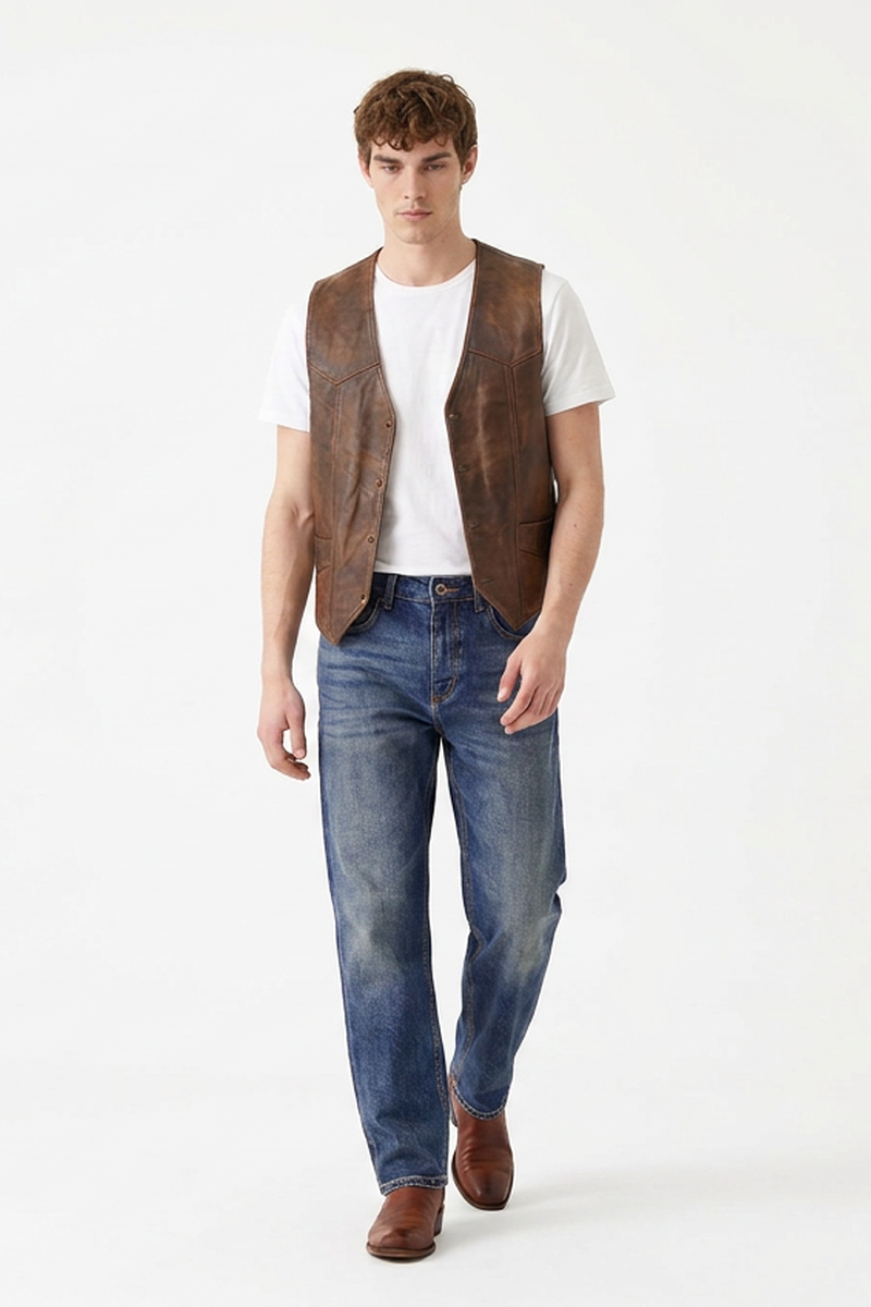 Men's Vintage Washed Stretch Tapered Denim