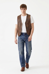 Men's Vintage Washed Stretch Tapered Denim