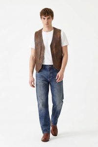 Men's Vintage Washed Stretch Tapered Denim