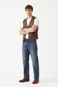 Men's Vintage Washed Stretch Tapered Denim
