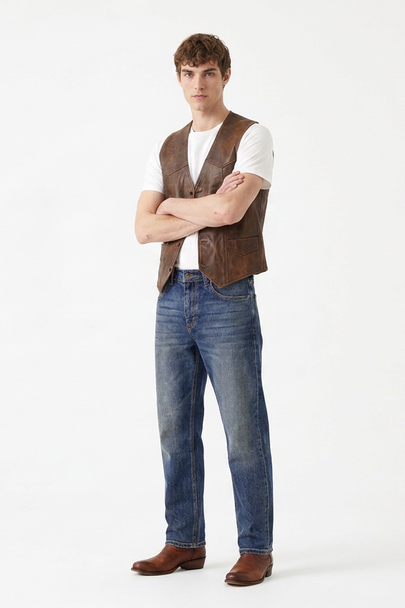Men's Vintage Washed Stretch Tapered Denim
