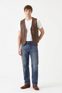 Men's Vintage Washed Stretch Tapered Denim