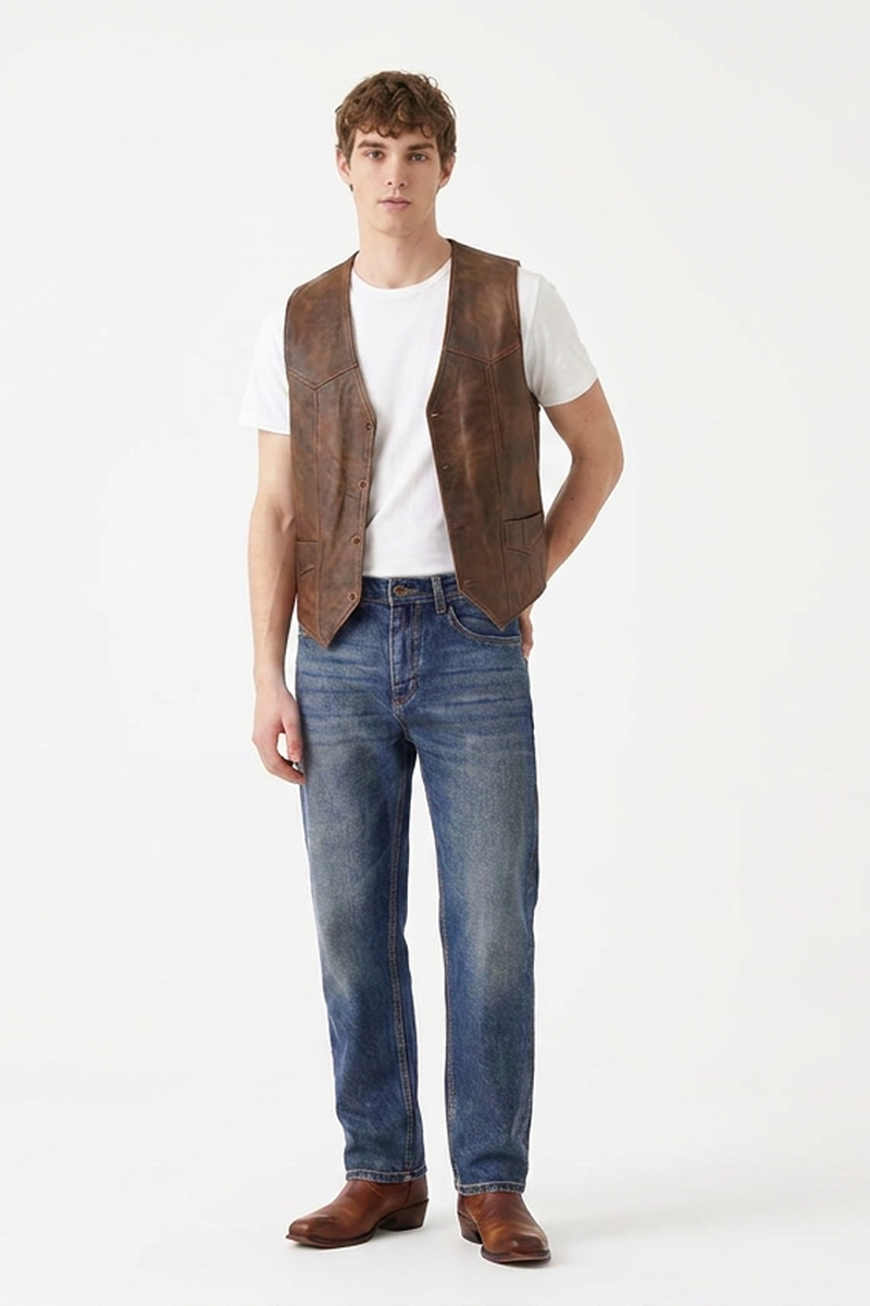 Men's Vintage Washed Stretch Tapered Denim