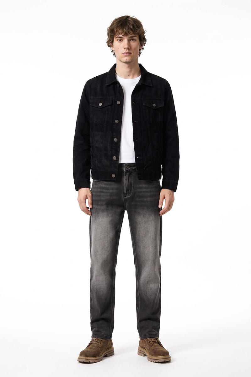 Men's Charcoal Faded Slim Tapered Jeans