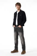 Men's Charcoal Faded Slim Tapered Jeans