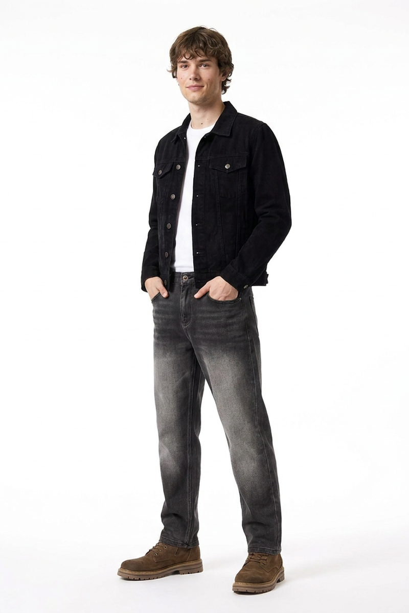 Men's Charcoal Faded Slim Tapered Jeans