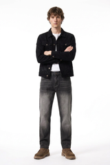Men's Charcoal Faded Slim Tapered Jeans