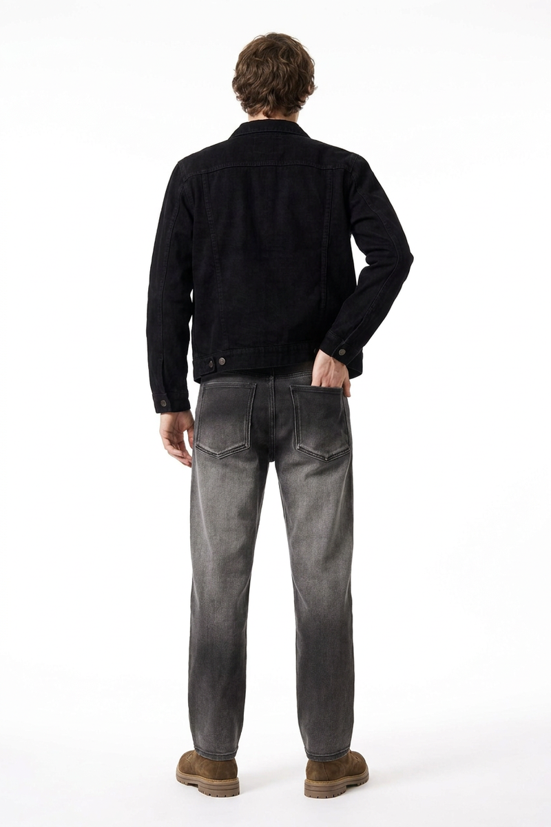 Men's Charcoal Faded Slim Tapered Jeans