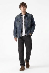 Men's Vintage Wash Stretch Tapered Jeans