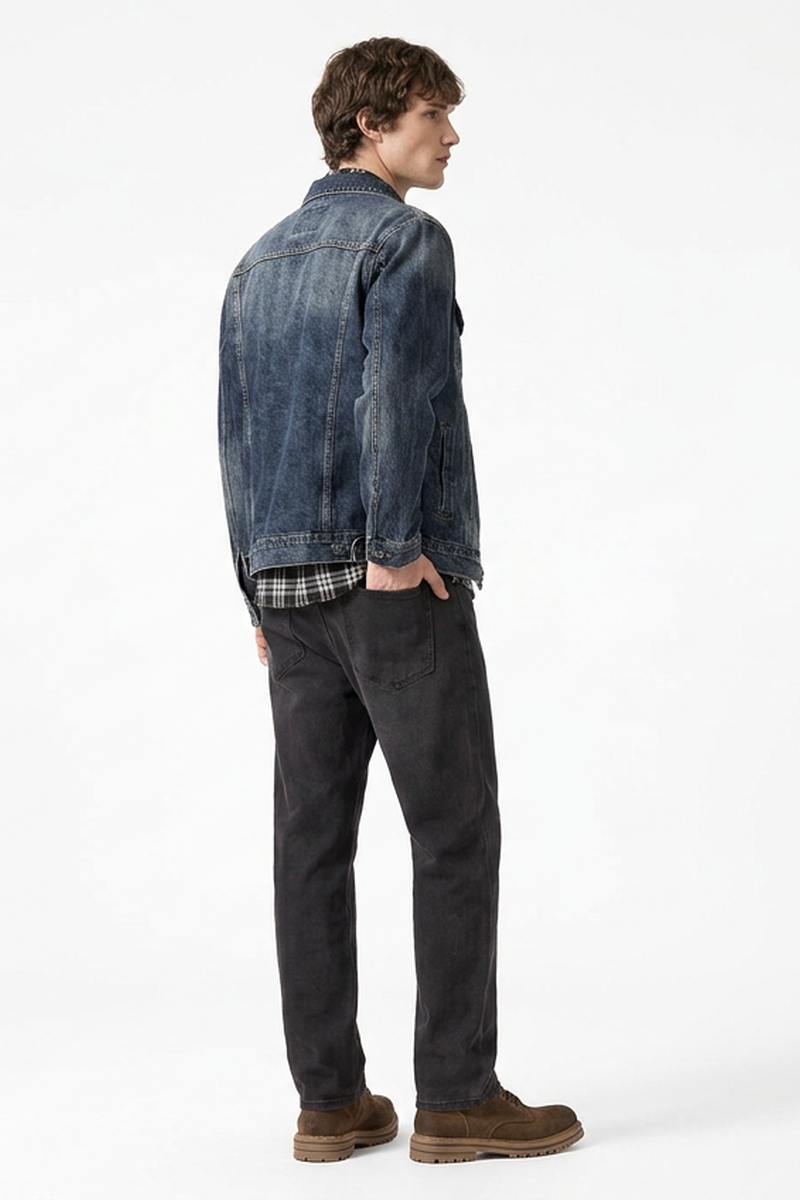 Men's Vintage Wash Stretch Tapered Jeans