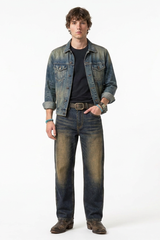 Men's Faded Blue Contrast Stitch Jeans
