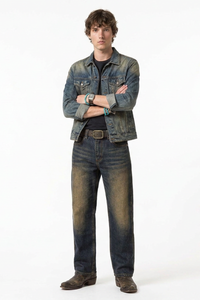Men's Faded Blue Contrast Stitch Jeans