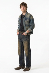 Men's Faded Blue Contrast Stitch Jeans